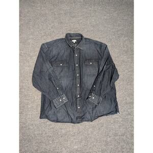 Peter Millar Denim Shirt Mens Size 2X Long Sleeve Blue